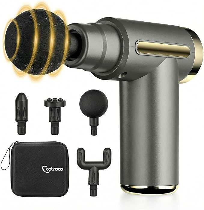 Mini Portable Electric Massage Gun | Deep Tissue Muscle Massager with 4 Interchangeable Heads